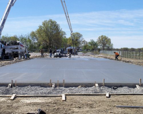 Concrete slab in Pittsburg, KS which will be Country Side Self Storage
